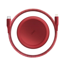 MFi Uniq Halo USB-C / Lightning 18W nylon coiled cable 1.2m - red