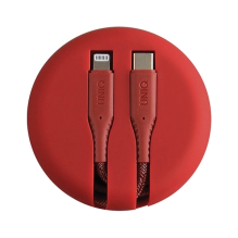 MFi Uniq Halo USB-C / Lightning 18W nylon coiled cable 1.2m - red