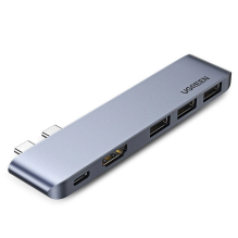 Ugreen daugiafunkcis HUB 2x USB Type C į USB Type C PD (Thunderbolt 3, 100W, 4K @ 60 Hz, 10 Gbps) / HDMI 4K @ 30 Hz / 3x