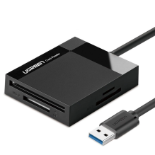 Ugreen CR125 30231 SD / micro SD / CF / MS atminties kortelių skaitytuvas su USB 3.0 kabeliu 0,5 m - juodas