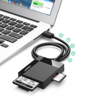 Ugreen CR125 30231 SD / micro SD / CF / MS atminties kortelių skaitytuvas su USB 3.0 kabeliu 0,5 m - juodas