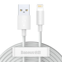 „Baseus“ 2x USB laidas – žaibiškas įkrovimas Maitinimo tiekimas 1,5 m baltas (TZCALZJ-02)