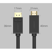 Ugreen unidirectional DisplayPort to HDMI Cable 4K 30Hz 32 AWG 1.5m Black (DP101 10239)