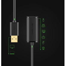 Ugreen aktyvus kabelis USB 2.0 ilgintuvas 480 Mbps 5 m juodas (US121 10319)