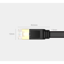 „Ugreen“ plokščias kabelis Interneto tinklo kabelis Ethernet Patchcord RJ45 Cat 7 STP LAN 10 Gbps 3 m juodas (NW106 1126