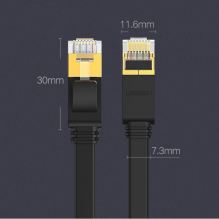 Ugreen Flat Cable Internet Network Cable Ethernet Patchcord RJ45 Cat 7 STP LAN 10 Gbps 3m Black (NW106 11262)