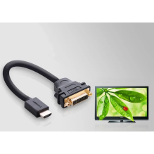 Ugreen kabelio adapterio adapteris DVI 24 + 5 kontaktų (moteris) - HDMI (vyriškas) 22 cm juodas (20136)