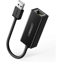 Ugreen išorinio tinklo plokštė RJ45 – USB 2.0 100 Mbps Ethernet juoda (CR110 20254)