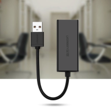 Ugreen išorinio tinklo plokštė RJ45 – USB 2.0 100 Mbps Ethernet juoda (CR110 20254)