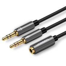 Ugreen AUX splitter cable 3.5 mm mini jack (female) - 2x 3.5 mm mini jack (male - microphone and headphones) black (AV14