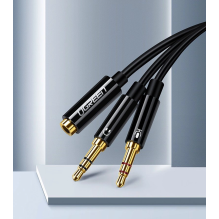 Ugreen AUX splitter cable 3.5 mm mini jack (female) - 2x 3.5 mm mini jack (male - microphone and headphones) black (AV14