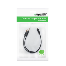 Ugreen AUX splitter cable 3.5 mm mini jack (female) - 2x 3.5 mm mini jack (male - microphone and headphones) black (AV14