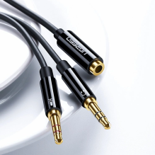 Ugreen AUX splitter cable 3.5 mm mini jack (female) - 2x 3.5 mm mini jack (male - microphone and headphones) black (AV14