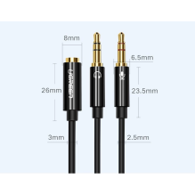 Ugreen AUX splitter cable 3.5 mm mini jack (female) - 2x 3.5 mm mini jack (male - microphone and headphones) black (AV14