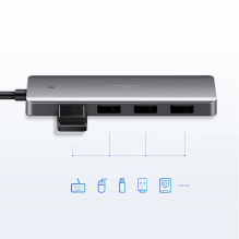 Ugreen USB HUB – 4x USB 3.2 Gen 1 su mikro USB maitinimo prievadu pilka spalva (CM219 50985)