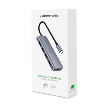 Ugreen USB Type C HUB - 4x USB 3.2 Gen 1 with USB-C power port gray (CM219 70336)