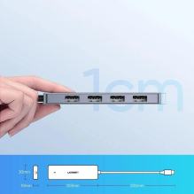 Ugreen USB Type C HUB – 4x USB 3.2 Gen 1 su USB-C maitinimo prievadu pilka spalva (CM219 70336)