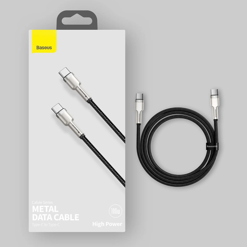 „Baseus Cafule“ serijos metaliniai duomenys USB-C / USB-C PD QC SCP 100W 5A 2 m laidas – juodas