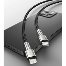 Baseus Cafule serijos metaliniai duomenys USB-C / Lightning 20W PD laidas 1 m - juodas