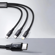 Baseus Rapid Series 3in1 USB-C - USB-C / Lightning / mikro USB laidas 20W PD 1,5m - žalias