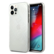 PO GRĄŽINIMO Guess GUHCP12L3D4GTR iPhone 12 Pro Max 6,7&quot; permatomo kieto dėklo 4G 3D raštų kolekcija