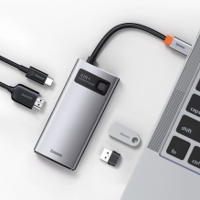 Baseus Metal Gleam 4in1 daugiafunkcis HUB USB Type C – USB Type C maitinimo tiekimas 100 W / HDMI 4K 30 Hz / 1x USB 3.2 