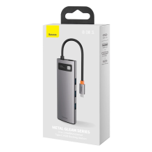 Baseus Metal Gleam 8in1 USB-C – USB-C PD 100W HUB 1x HDMI 4K 30Hz 1x SD ir microSD kortelių skaitytuvas 3x USB-A 3.2 1xR