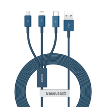 Baseus Superior 3in1 USB laidas – Lightning / USB Type C / micro USB 3.5 A 1,5 m mėlynas (CAMLTYS-03)