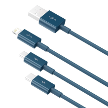 Baseus Superior 3in1 USB laidas – Lightning / USB Type C / micro USB 3.5 A 1,5 m mėlynas (CAMLTYS-03)