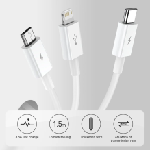 Baseus Superior 3in1 USB cable - Lightning / USB Type C / micro USB 3.5 A 1.5 m blue (CAMLTYS-03)