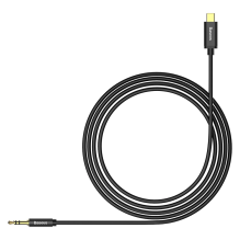 Baseus stereo audio cable AUX 3.5 mm mini jack - USB Type C for tablet phone 120cm black (CAM01-01)