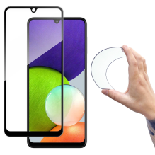 Wozinsky Full Cover Flexi Nano Glass hibridinė ekrano apsauga su rėmeliu, skirta Samsung Galaxy A22 4G juoda