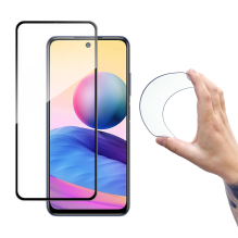 Wozinsky Full Cover Flexi Nano Glass hibridinė ekrano apsauga su rėmeliu, skirta Xiaomi Redmi Note 10 5G juoda