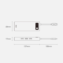 Baseus Metal Gleam 9in1 multifunctional USB Type C HUB - 3x USB 3.2 Gen 1 5Gbps / USB Type C PD 100W / VGA Full HD 60Hz 