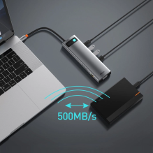 „Baseus Metal Gleam 11in1“ daugiafunkcis USB Type C HUB – 3x USB 3.2 Gen 1 5Gbps / USB Type C PD 100W / 3,5 mm mini lizd