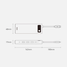 „Baseus Metal Gleam 11in1“ daugiafunkcis USB Type C HUB – 3x USB 3.2 Gen 1 5Gbps / USB Type C PD 100W / 3,5 mm mini lizd