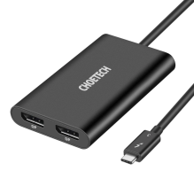 „Choetech“ kištuko adapteris C tipo USB „Thunderbolt 3“ (40 Gbps) – 2 x DisplayPort 4K 60 Hz juodas (HUB-D03)