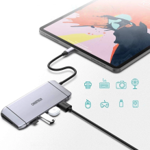 Choetech 9in1 daugiafunkcis USB Type C HUB – 3x USB 3.2 Gen 1 / SD ir TF atminties kortelių skaitytuvas / HDMI 4K 30Hz /