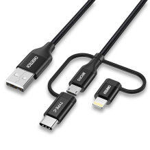 Choetech 3in1 MFI cable USB - USB Type C / micro USB / Lightning (charging 3A / data transmission 480 Mbps) 1.2m black (