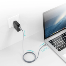 Choetech XCC-1002-GY USB-C – USB-C PD QC kabelis 100W 5A 480Mb/s 1,8m – pilkas