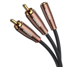 Ugreen cable audio cable 3.5mm mini jack (female) - 2RCA (male) 5m brown (AV198 60988)