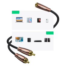 Ugreen cable audio cable 3.5mm mini jack (female) - 2RCA (male) 5m brown (AV198 60988)