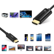 „Choetech“ vienakryptis adapterio kabelis USB tipo C adapteris (kištukinis) prie HDMI 2.0 (vyriškas) 4K 60Hz 1,8 m juoda