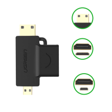 Ugreen adapteris A tipo HDMI (moteris) į mini HDMI (vyriškas) / mikro HDMI (vyriškas) juodas (20144 m.)