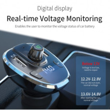 Automobilinis įkroviklis Essager &quot;Dynamic&quot; juodas 3.4A (2xUSB / FM moduliatorius / USB laikmena)