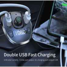 Automobilinis įkroviklis Essager &quot;Dynamic&quot; juodas 3.4A (2xUSB / FM moduliatorius / USB laikmena)