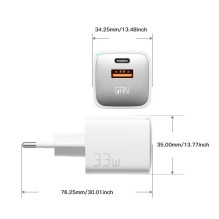 Įkroviklis Essager &quot;GaN Square&quot; baltas 33W (PD / QC3.0)