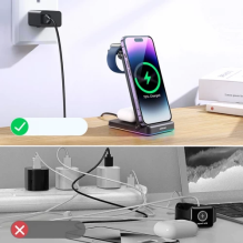 Bevielis įkroviklis Joyroom &quot;JR-WQN01 3in1&quot; juodas 15W (skirta iPhone / Apple Watch / Airpods)