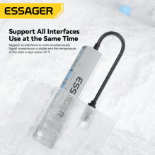 Adapteris Essager &quot;7 in 1&quot; pilkas (Input: Type-C)