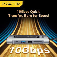 Adapteris Essager &quot;8 in 1&quot; pilkas (Input: Type-C) (Function for External SSD)